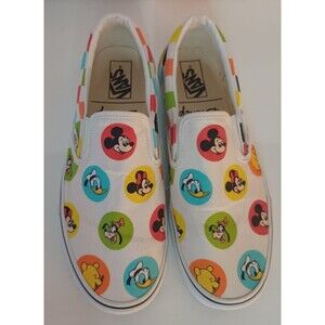 2022 Disney Parks 50th Mickey & Friends Vans Off The Wall Slip Shoes M 5 W 10.0